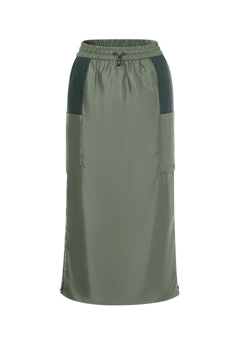 Roshan Tone-on-tone Pockets Mid-length Skirt