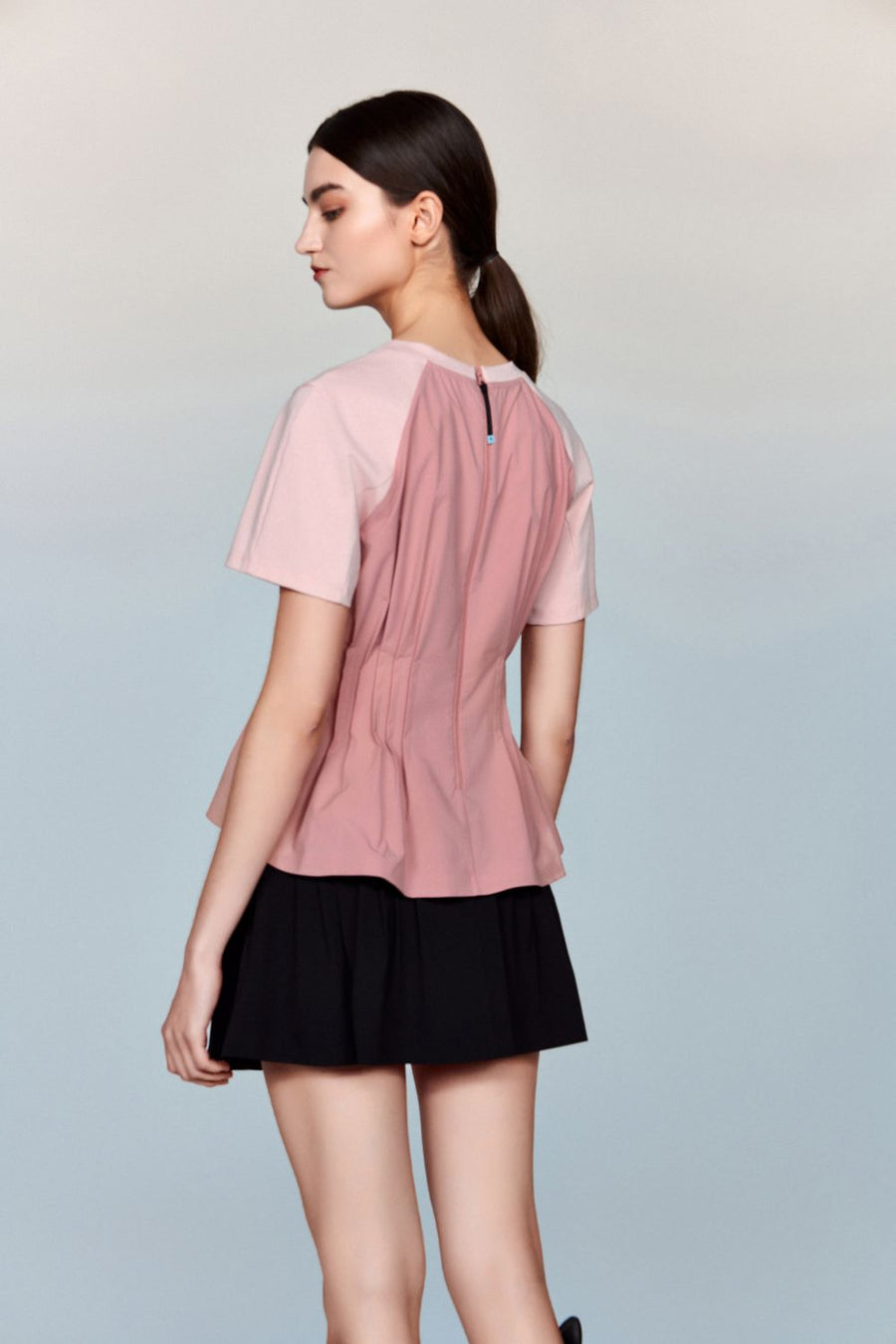 Santorini T-Shirt with Pleated Peplum Waist