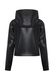 Freda Waterproof Vegan Leather Jacket with Adjustable Hood