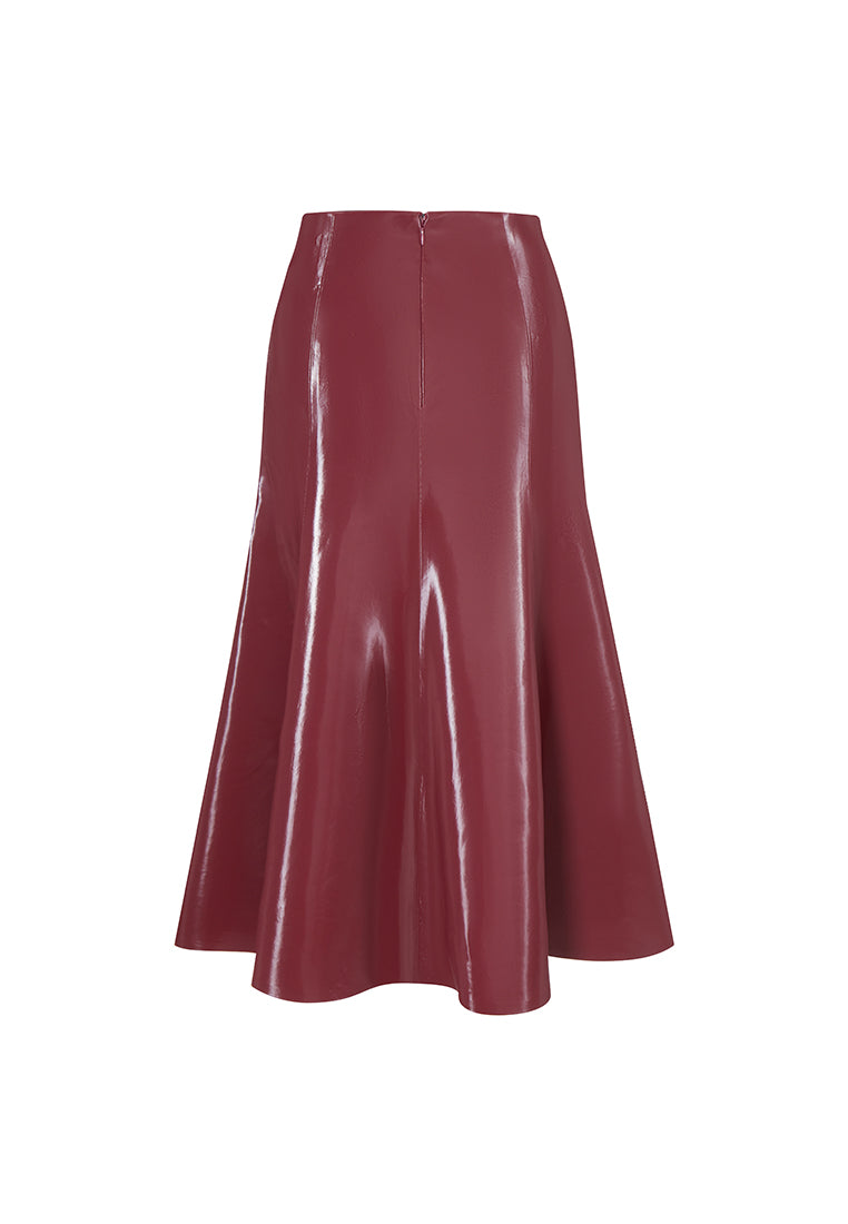 Rhodes Glossy Water-Resistent Knee-Length Skirt with Side Pockets