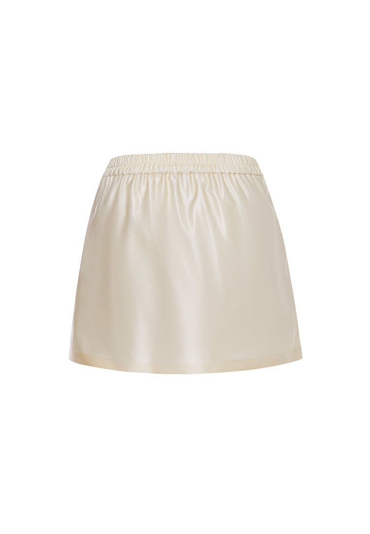 Chiara Gleaming Mni Skirt with Pleated Slit