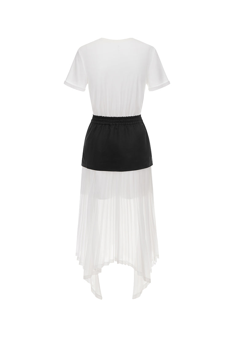 Etoile Structured Double Jersey T-Shirt Dress with Hand-Pleated Panels