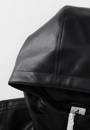 Freda Waterproof Vegan Leather Jacket with Adjustable Hood