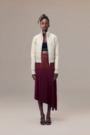 Savoy Recycled Polyester Pleated Skirt with Sustainable Vegan Leather Panels