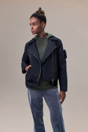 Mischa Recycled Polyester Biker Jacket with Sustainable Padding and Detachable Coin Purse