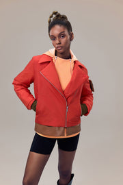 Mischa Recycled Polyester Biker Jacket with Sustainable Padding and Detachable Coin Purse