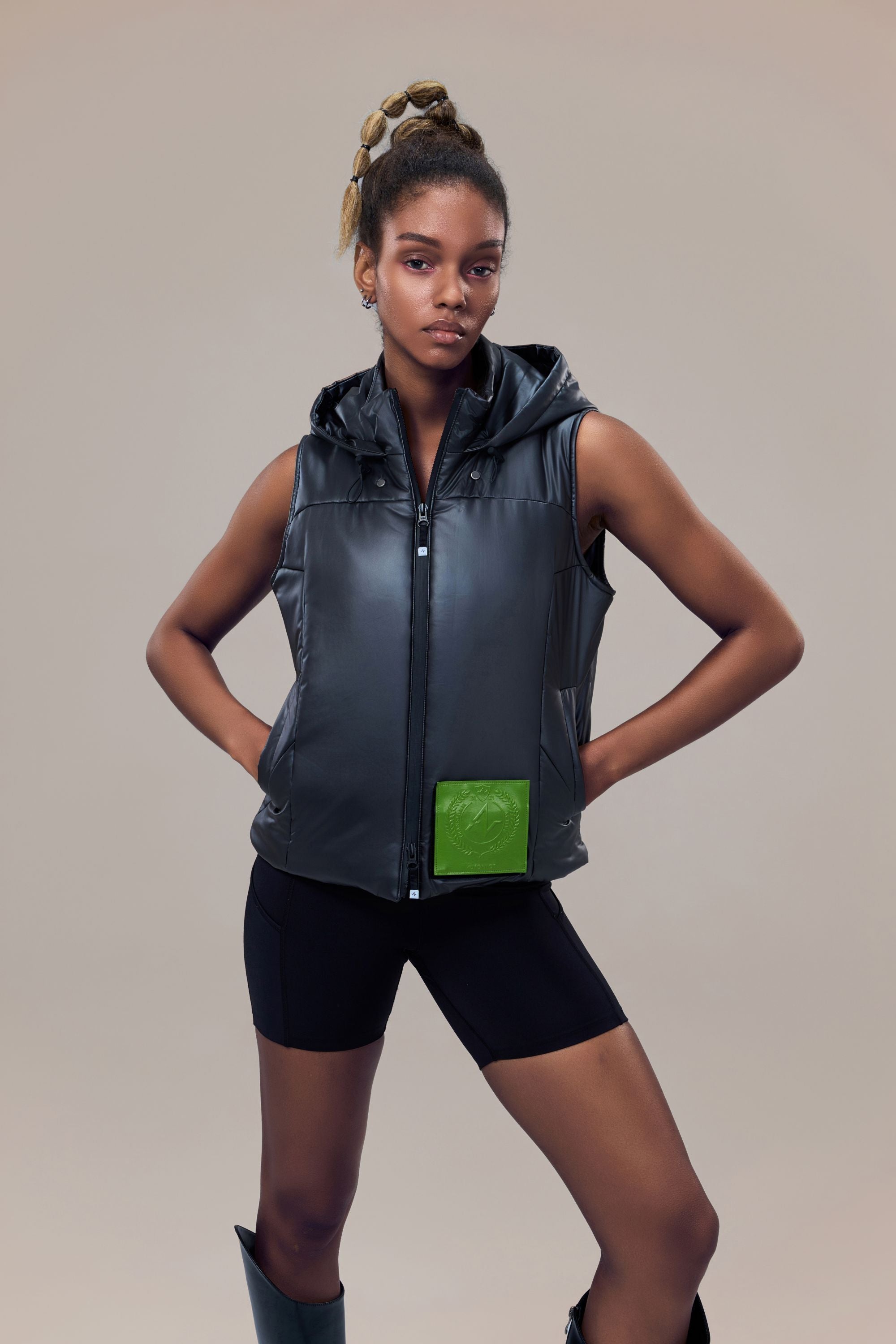 Theo Lightweight Padded Vest with Packable Hood and Detachable Card Holder