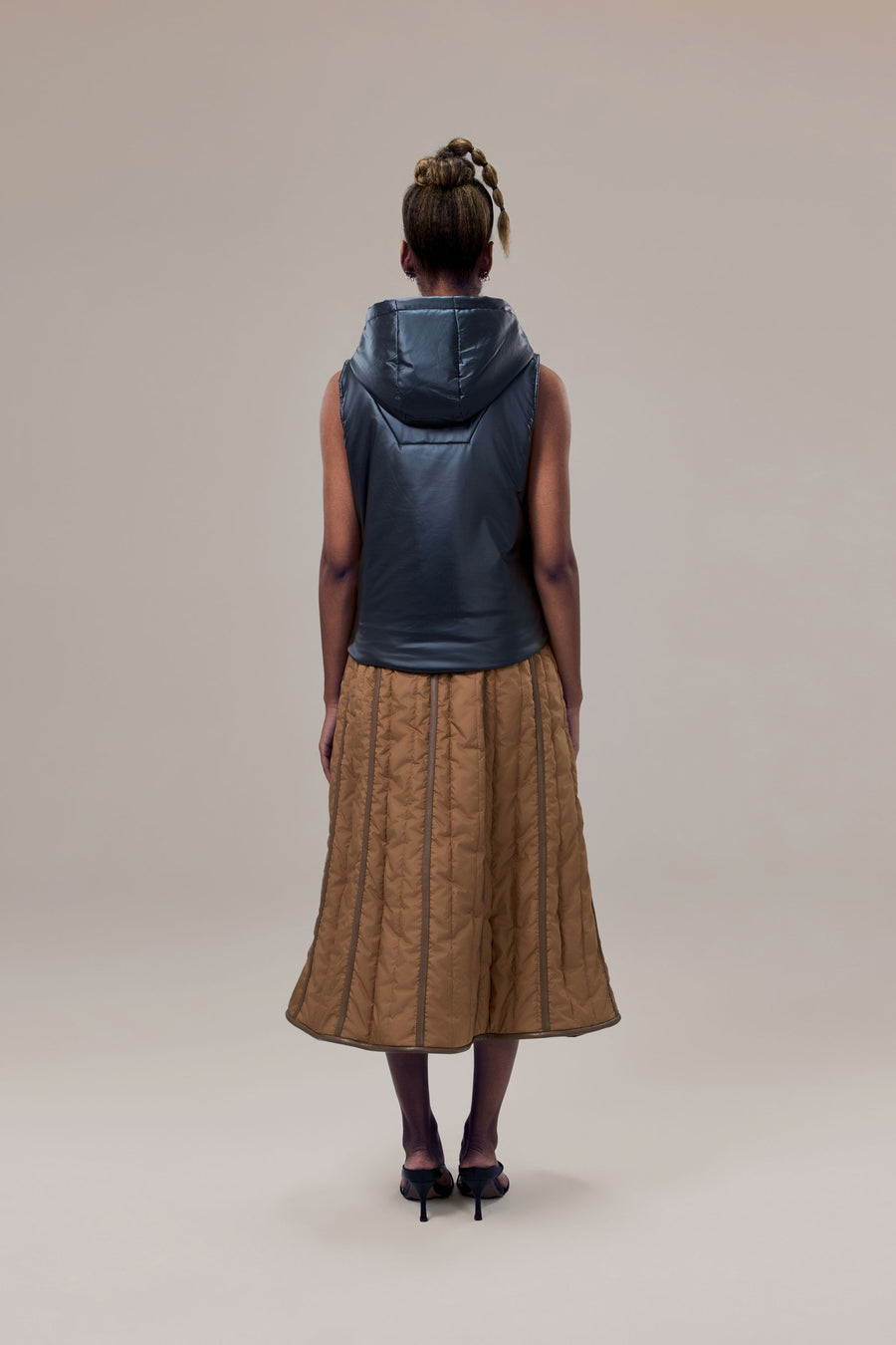 Odette A-Line Waterproof Skirt with Sustainable Padding and Vegan Leather Trim
