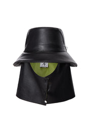 Vegan leather Black Bucket Hat