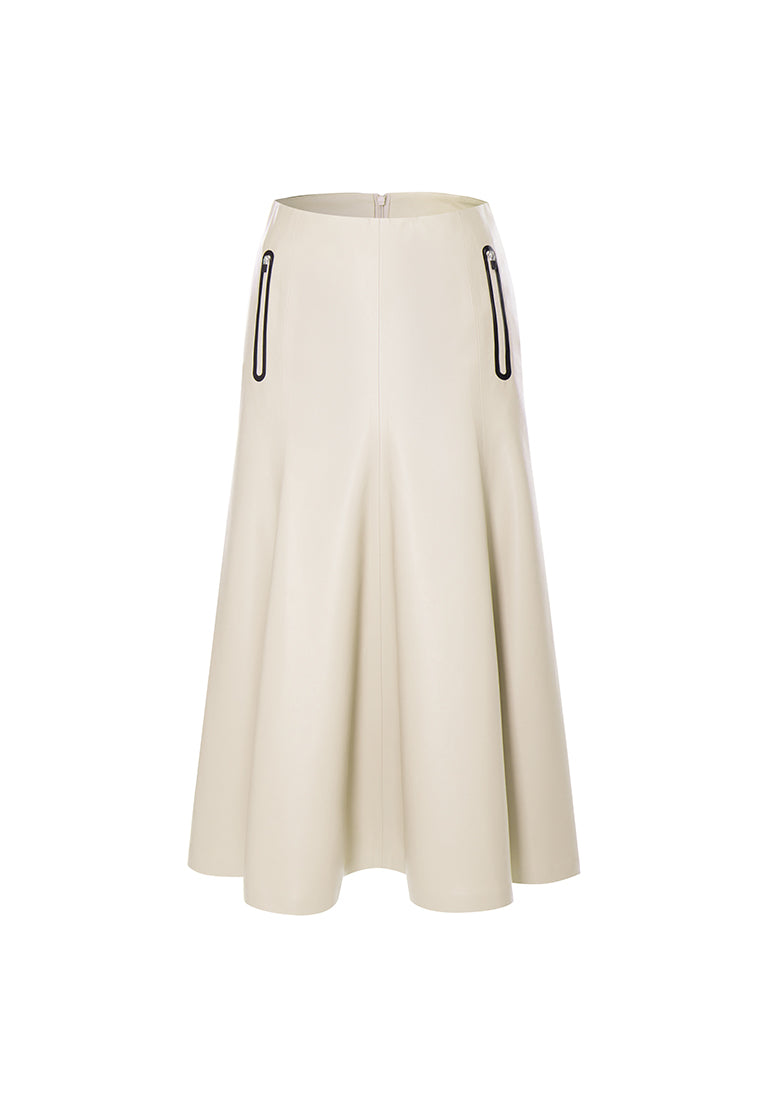 Women white vegan leather Skirt