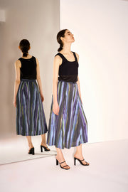 Alpha Pleated Drawstring Midi Skirt with Side Pockets