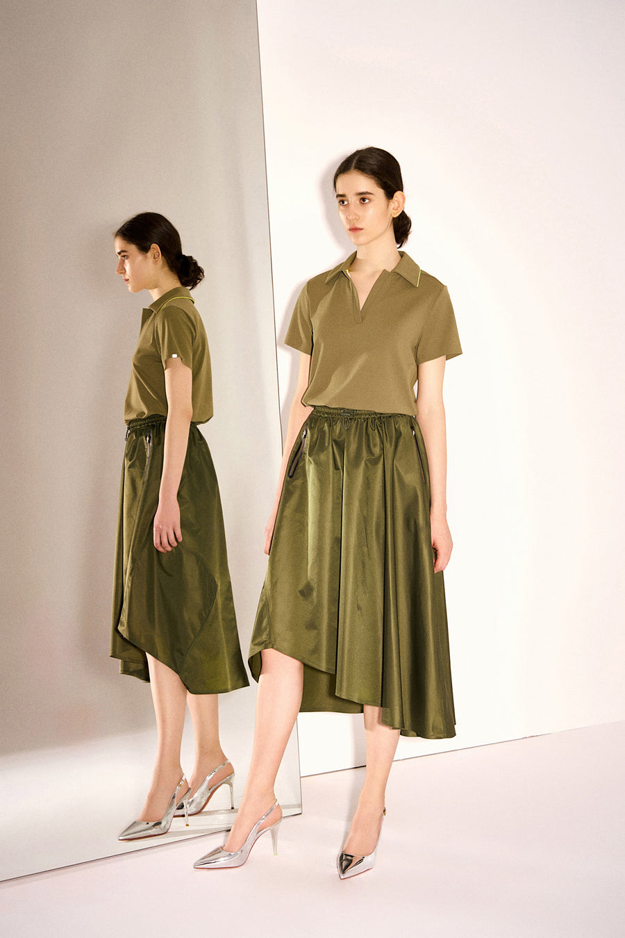 Miranda Water and Wind-resistant Skirt with Drawstring Waist & Asymmetric Hem