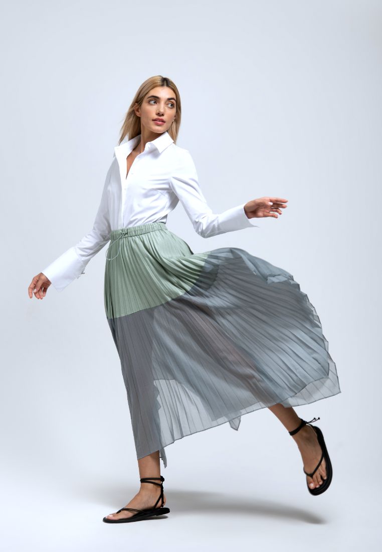 Poised Pleated Panelled Skirt