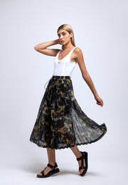 Poised Pleated Drawstring Skirt
