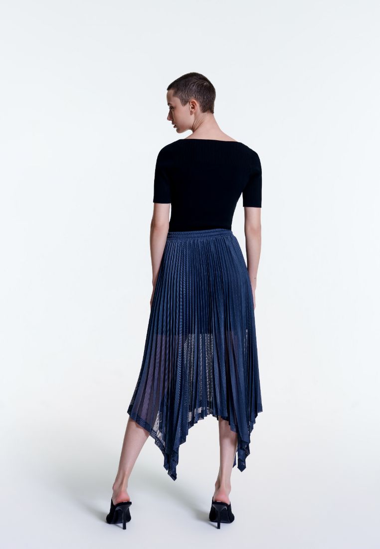 Poised Asymmetric Pleated Skirt
